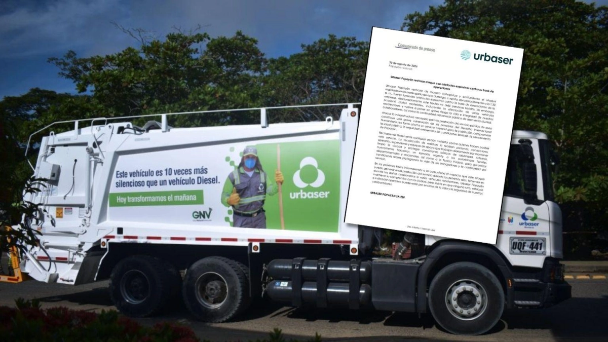 Atacaron con explosivos la empresa de aseo Urbaser en Popayán: reportaron daños en camiones que afectarían el servicio público de recolección